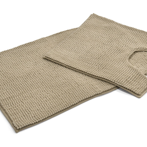 Velosso Shaggy Noodle Natural Bath & Pedestal Mat Set