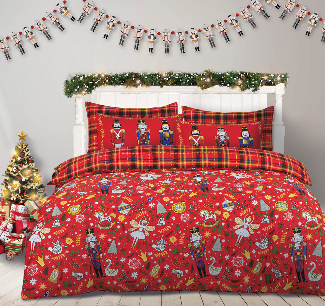 Velosso Christmas Nutcracker Duvet Cover & Pillowcase Set