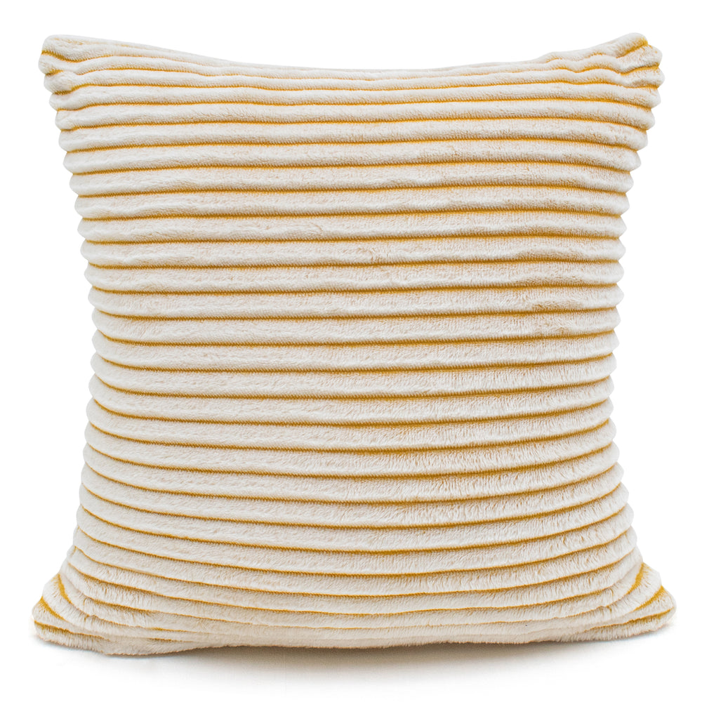 Velosso Corduroy Plush Printed Ochre Cushion Cover