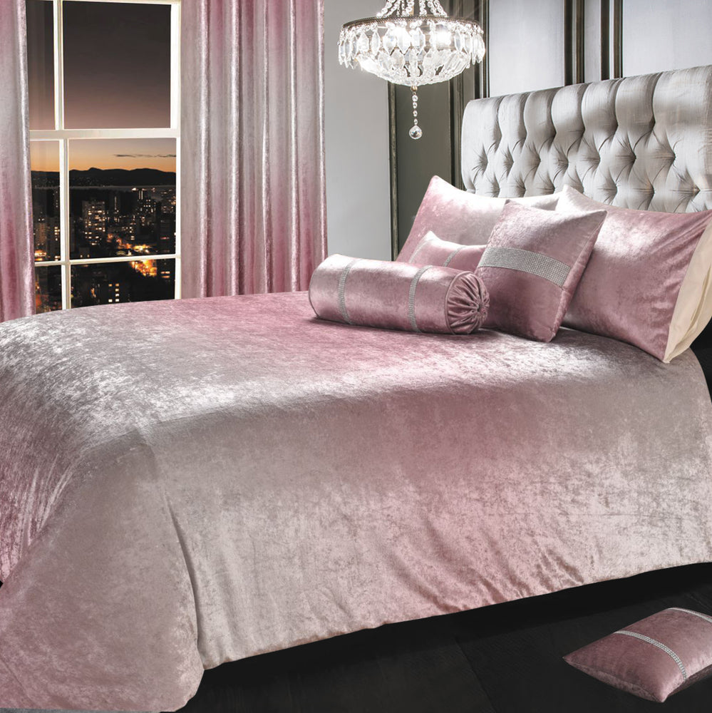 Intimates Ombre Crushed Velvet Pink Duvet Cover & Pillowcase Set