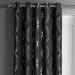 Velosso Onyx Black Blackout Eyelet Door Curtain