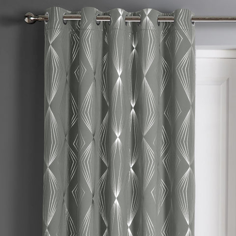 Velosso Onyx Grey Blackout Eyelet Door Curtain