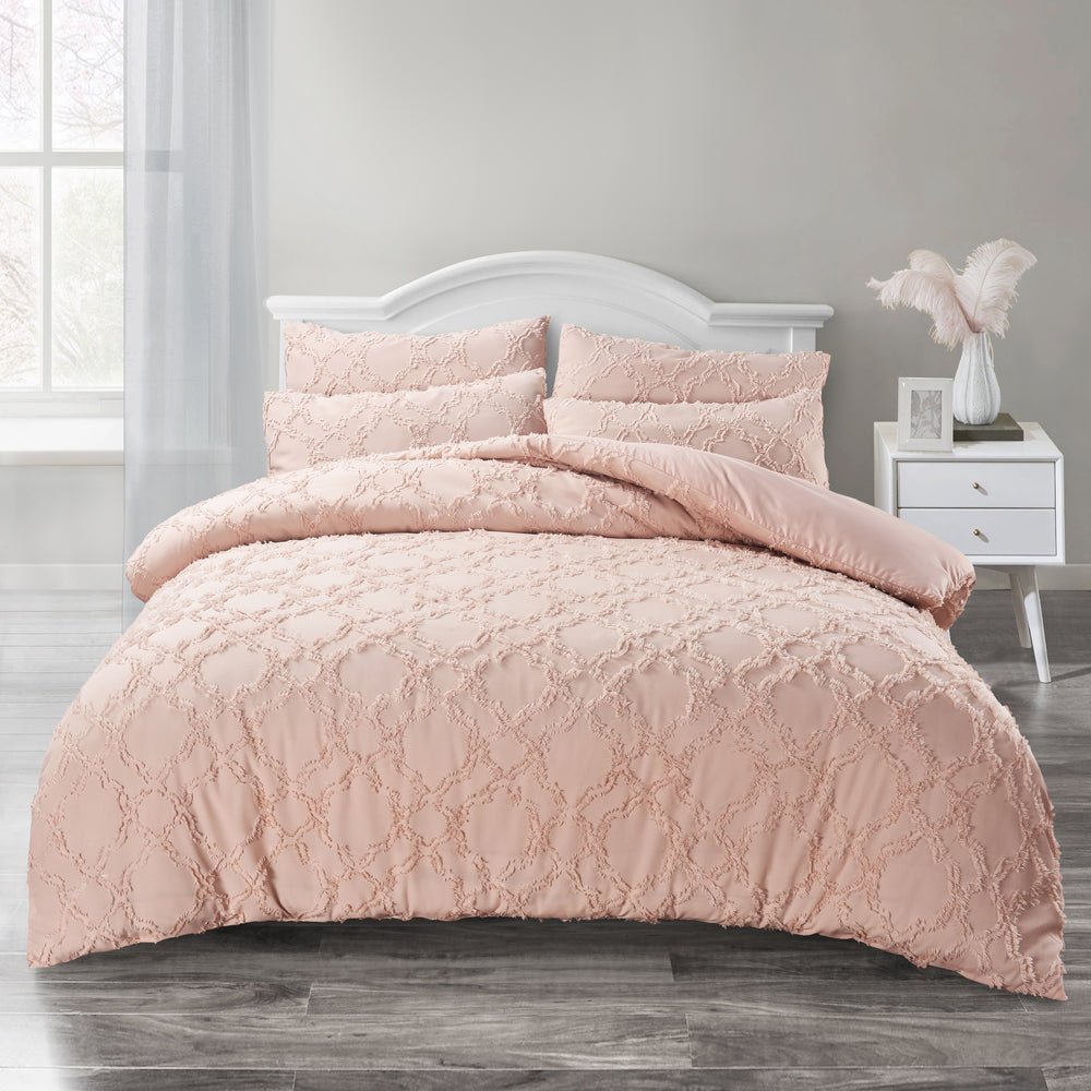Intimates Ophelia Tufted Blush Pink Duvet Cover & Pillowcase Set