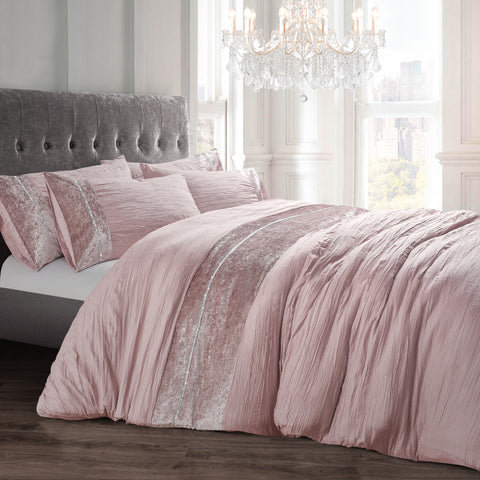 Velosso Orleans Diamante Blush Pink Duvet Cover & Pillowcase Set
