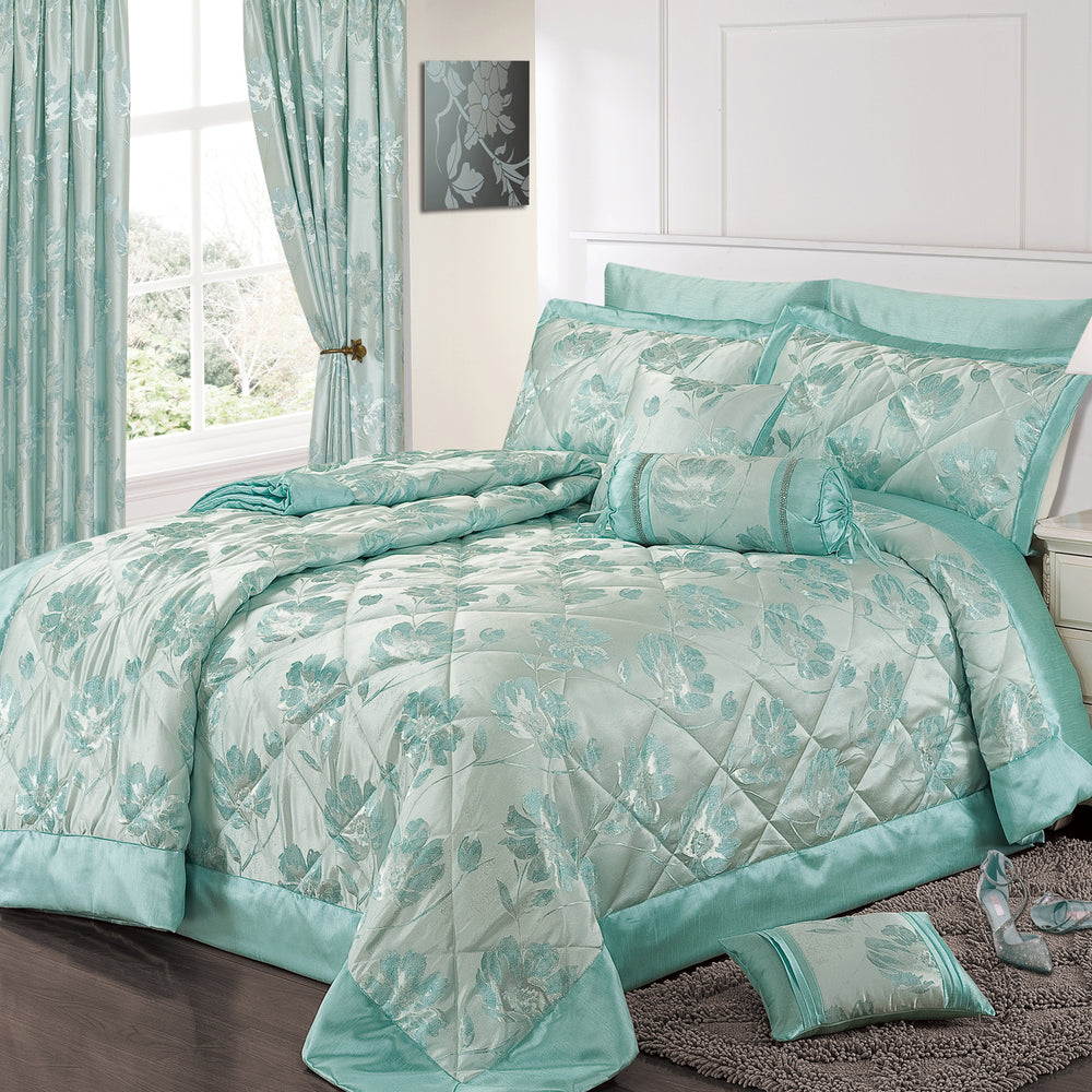 Intimates Panache Jacquard Duck Egg Blue Quilted Bedspread