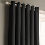 Velosso Panama Black Ready Made Cotton Eyelet Curtains