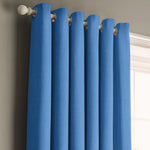 Velosso Panama Blue Ready Made Cotton Eyelet Curtains