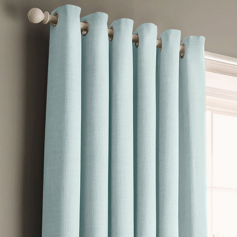 Velosso Panama Duck Egg Ready Made Cotton Eyelet Curtains
