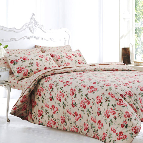 Velosso Peony Floral Flannelette Duvet Cover & Pillowcase Set