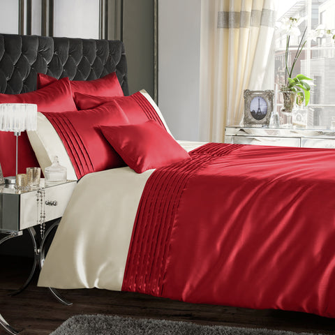 Intimates Perez Faux Silk Red Duvet Cover & Pillowcase Set