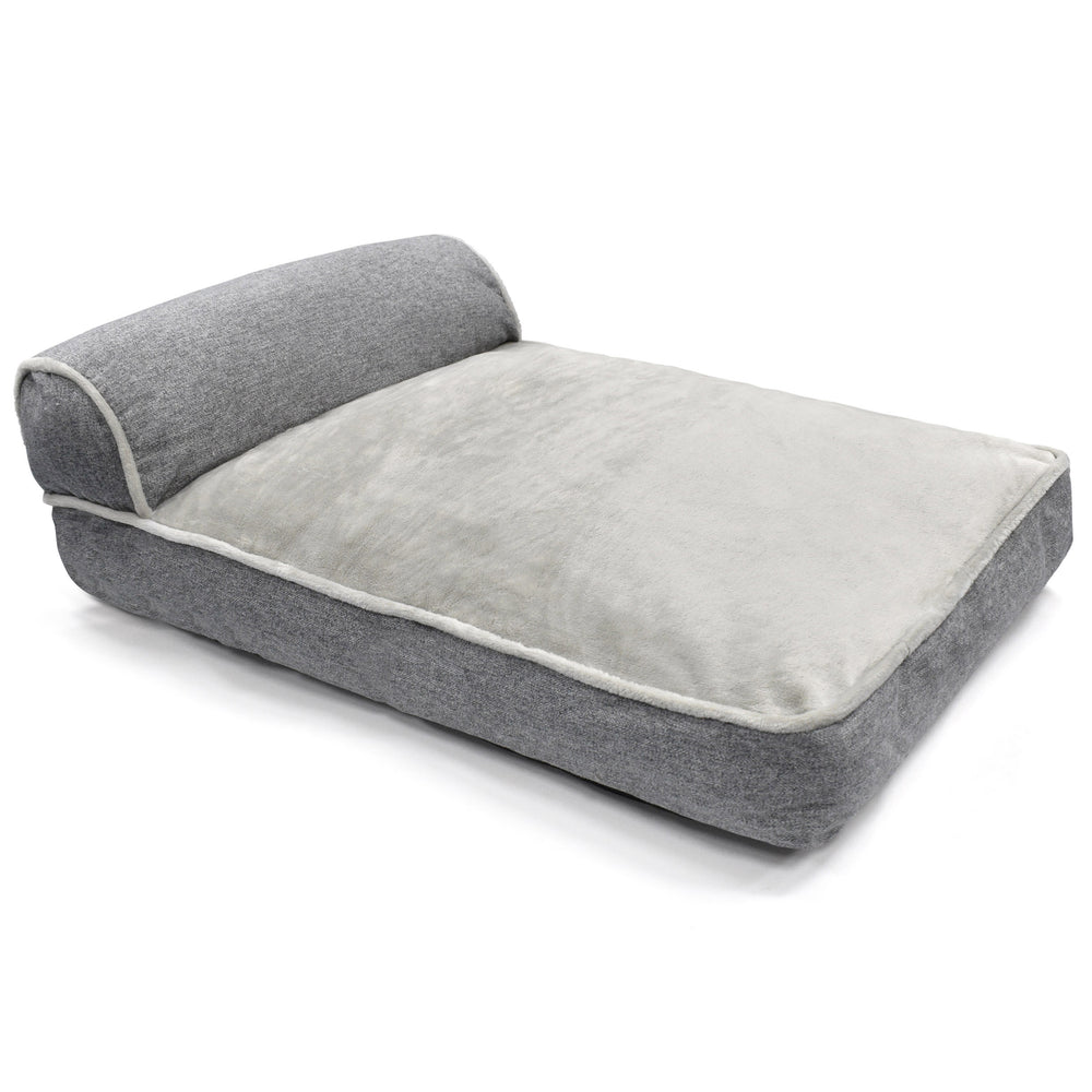 Pet Winks Luxury Bolster Soft Touch Flannel Pet Bed Grey