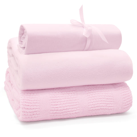 Pink 3-Piece Cot Bed Starter Set