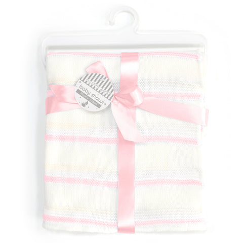 Pink Stripe Knitted Baby Shawl