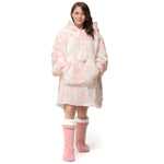 Velosso Pink Tye Dye Teddy Fleece Oversized Hoodie