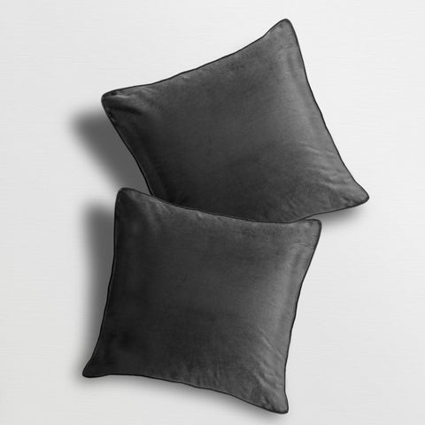 Velosso Luna Velvet Plain Charcoal Cushion Cover
