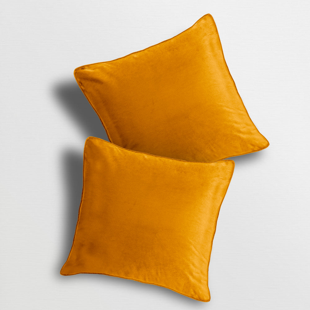 Velosso Luna Velvet Plain Orange Cushion Cover