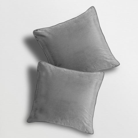 Velosso Luna Velvet Plain Silver Cushion Cover