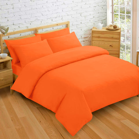 Velosso Plain Dyed Orange Duvet Cover & Pillowcase Set