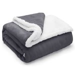 Velosso Plain Flannel Sherpa Charcoal Blanket