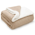 Velosso Plain Flannel Sherpa Natural Blanket