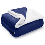 Velosso Plain Flannel Sherpa Navy Blanket