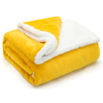 Velosso Plain Flannel Sherpa Ochre Blanket
