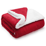 Velosso Plain Flannel Sherpa Red Blanket