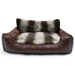 Pet Winks Luxury Plush Faux Leather Cuddler Pet Bed