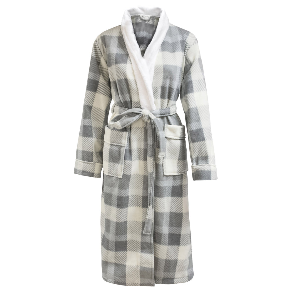 Velosso Grey Checked Flannel Bath Robe