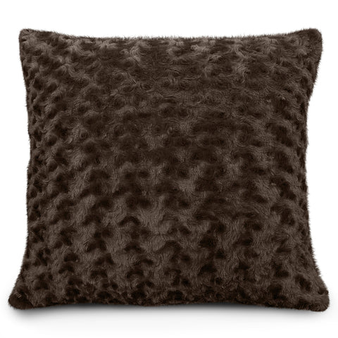Velosso Posy Chocolate Faux Fur Cushion Cover
