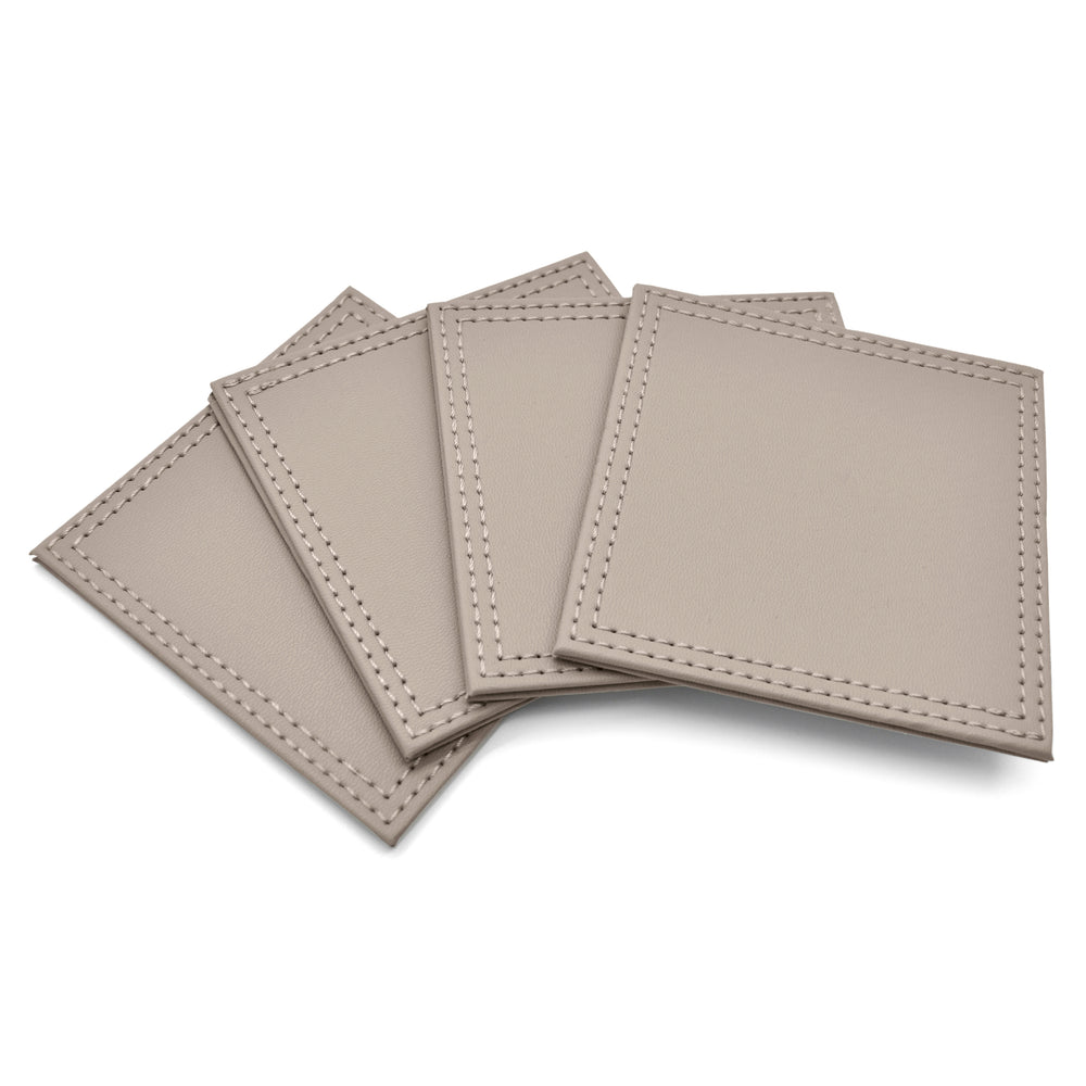 Kitchen Trends Pack of 4 Latte Faux Leather Coasters