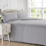 Velosso Quilted Floral Embossed Silver Duvet Cover & Pillowcase Set