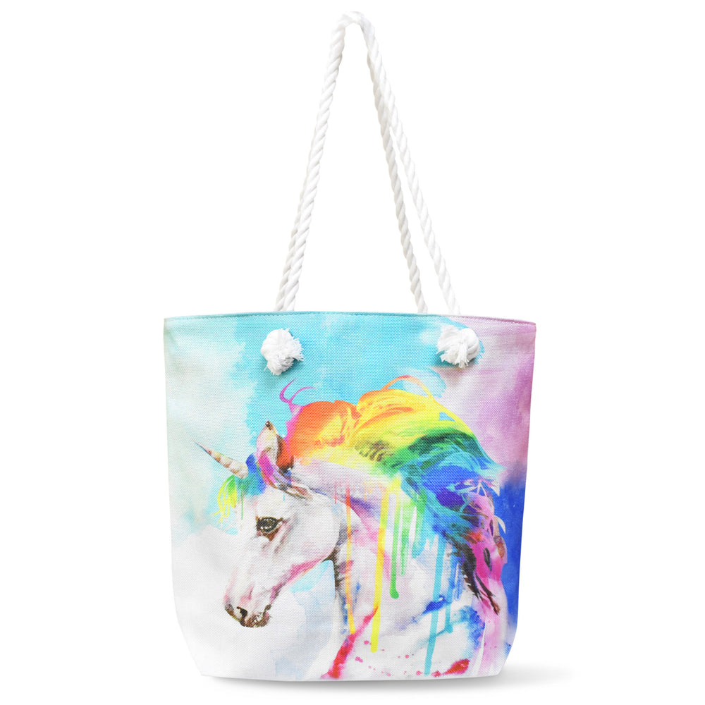 Velosso Rainbow Hair Unicorn Shopping Tote Bag