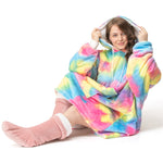 Velosso Rainbow Tye Dye Oversized Teddy Fleece Hoodie