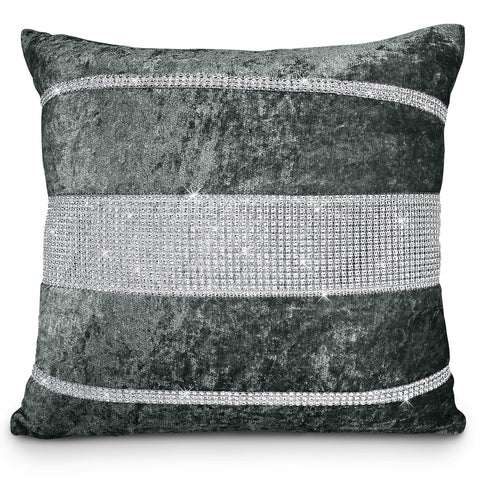 Intimates Rienzo Charcoal Crushed Velvet Diamante Cushion Cover