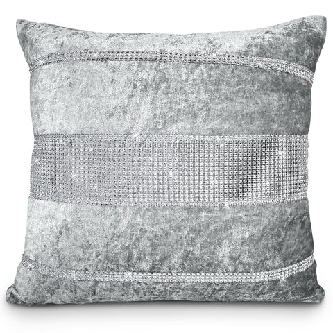 Intimates Rienzo Silver Crushed Velvet Diamante Cushion Cover