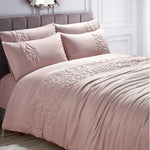 Velosso Rosa Quilted Floral Pink Duvet Cover & Pillowcase Set