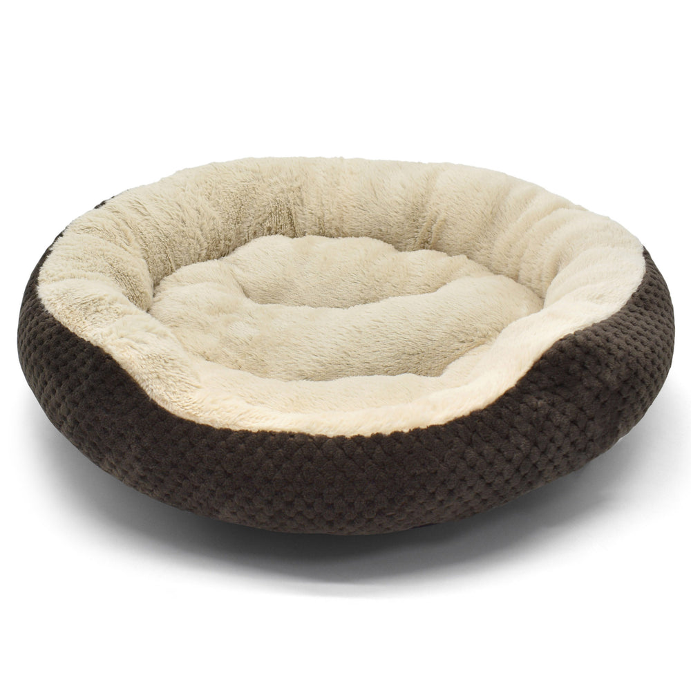Pet Winks Luxury Round Faux Fur Chocolate Cuddler Pet Bed
