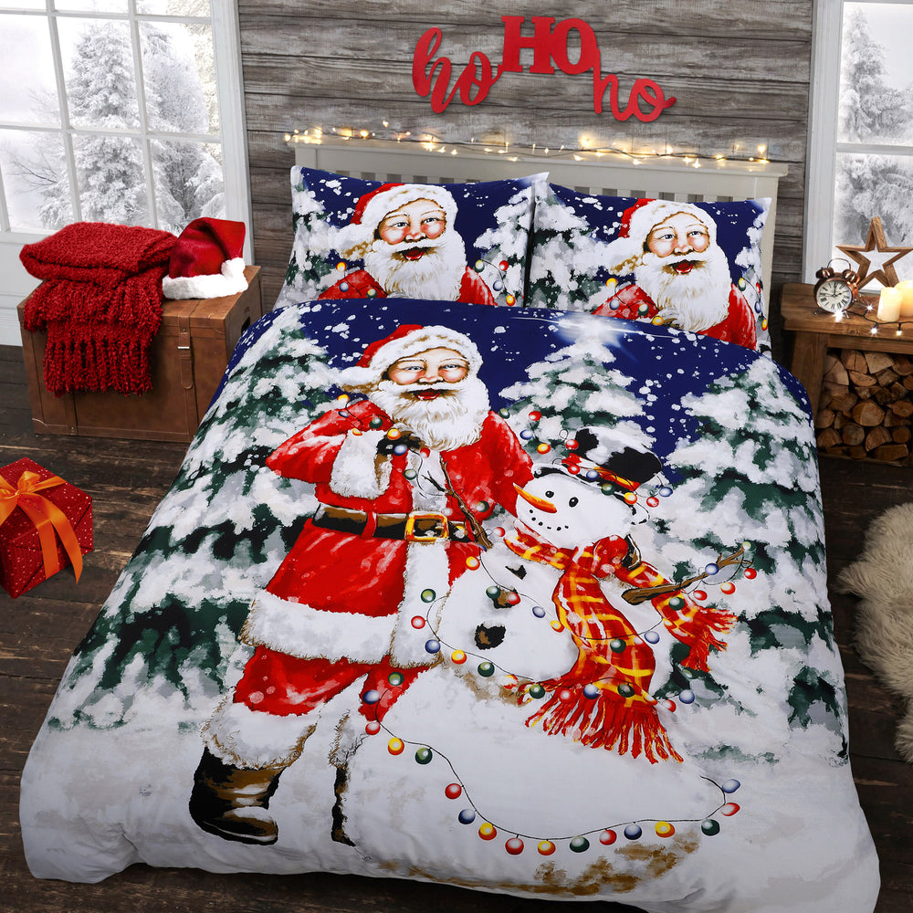 Velosso Santa Christmas Lights Duvet Cover & Pillowcase Set