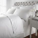 Sweet Dreams 100% Cotton Hotel Stripe Collection White Duvet Cover