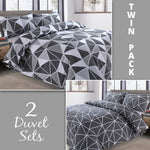 Velosso Saxton Grey Twin Pack Duvet Set