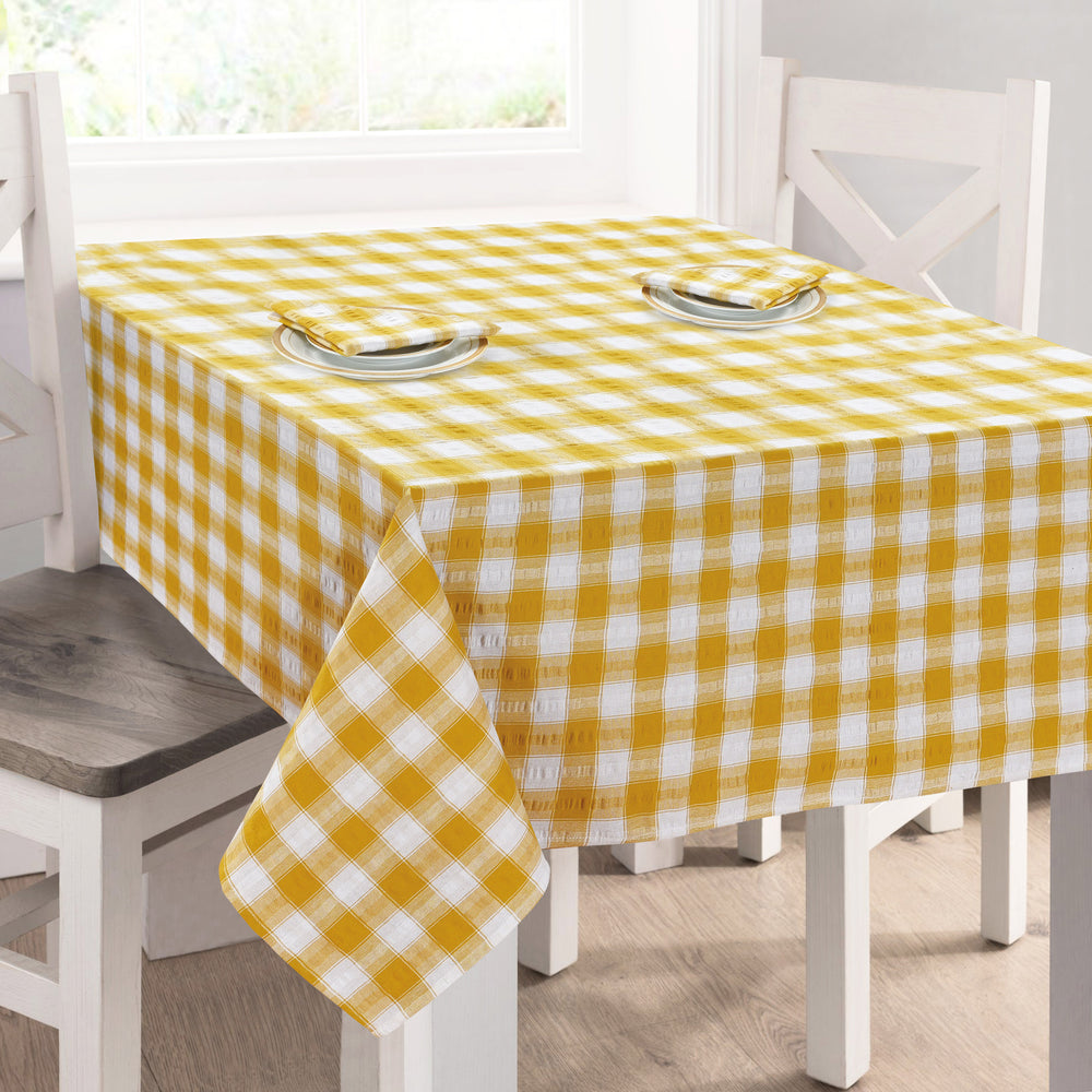 Kitchen Trends Luxury Seersucker Ochre Tablecloth
