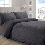 Velosso Seersucker Charcoal Duvet Cover & Pillowcase Set