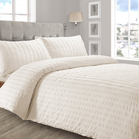 Velosso Cream Seersucker Duvet Cover & Pillowcase Set