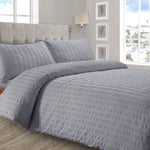 Velosso Grey Seersucker Duvet Cover & Pillowcase Set