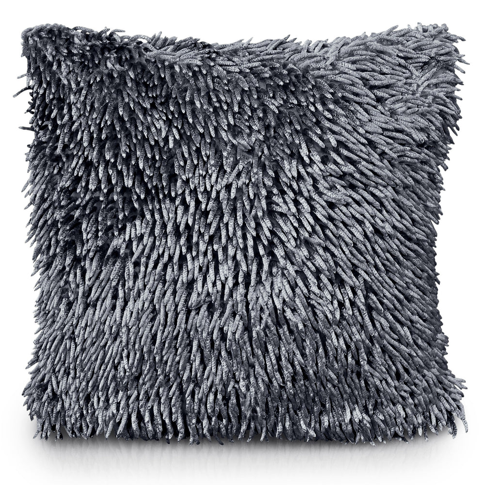 Velosso Charcoal Shaggy Chenille Cushion Cover