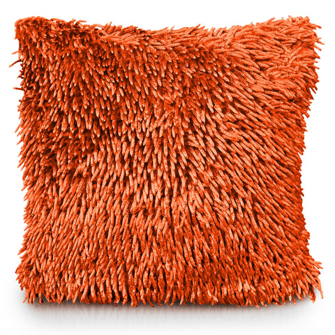 Velosso Orange Shaggy Chenille Cushion Cover