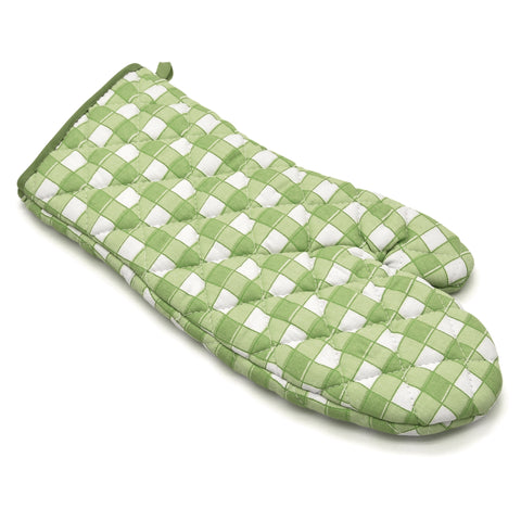 Kitchen Trends Green Gingham Check Cotton Oven Glove