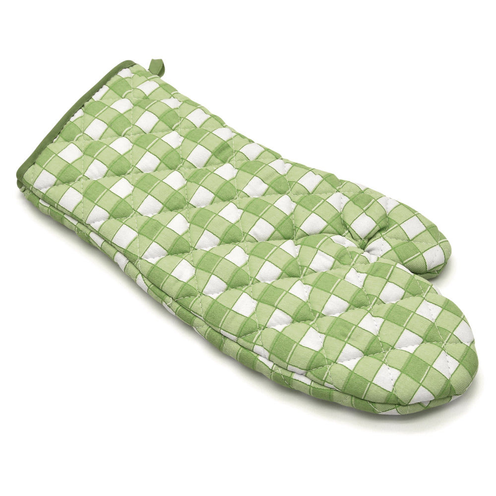 Kitchen Trends Green Gingham Check Cotton Oven Glove