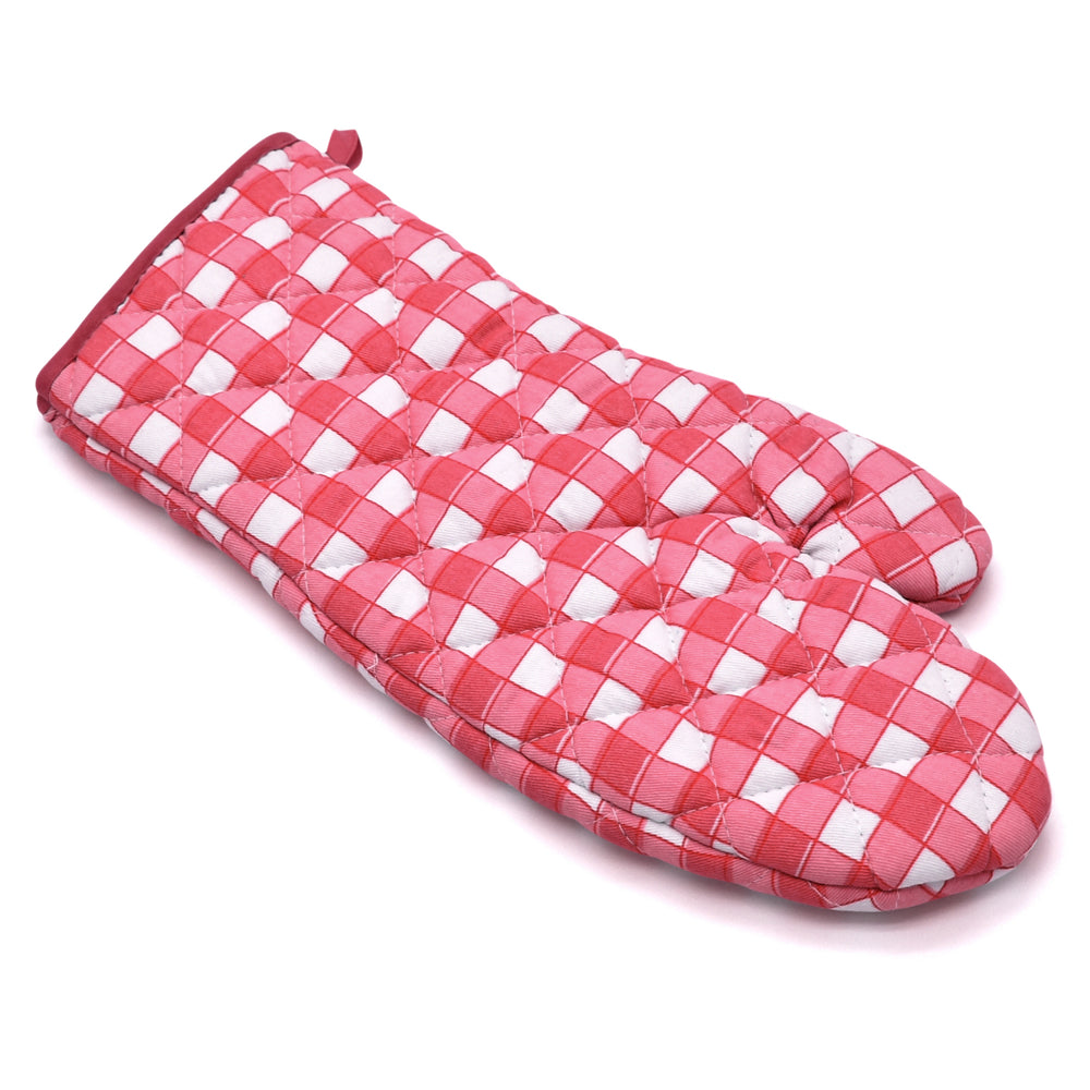 Kitchen Trends Red Gingham Check Cotton Oven Glove